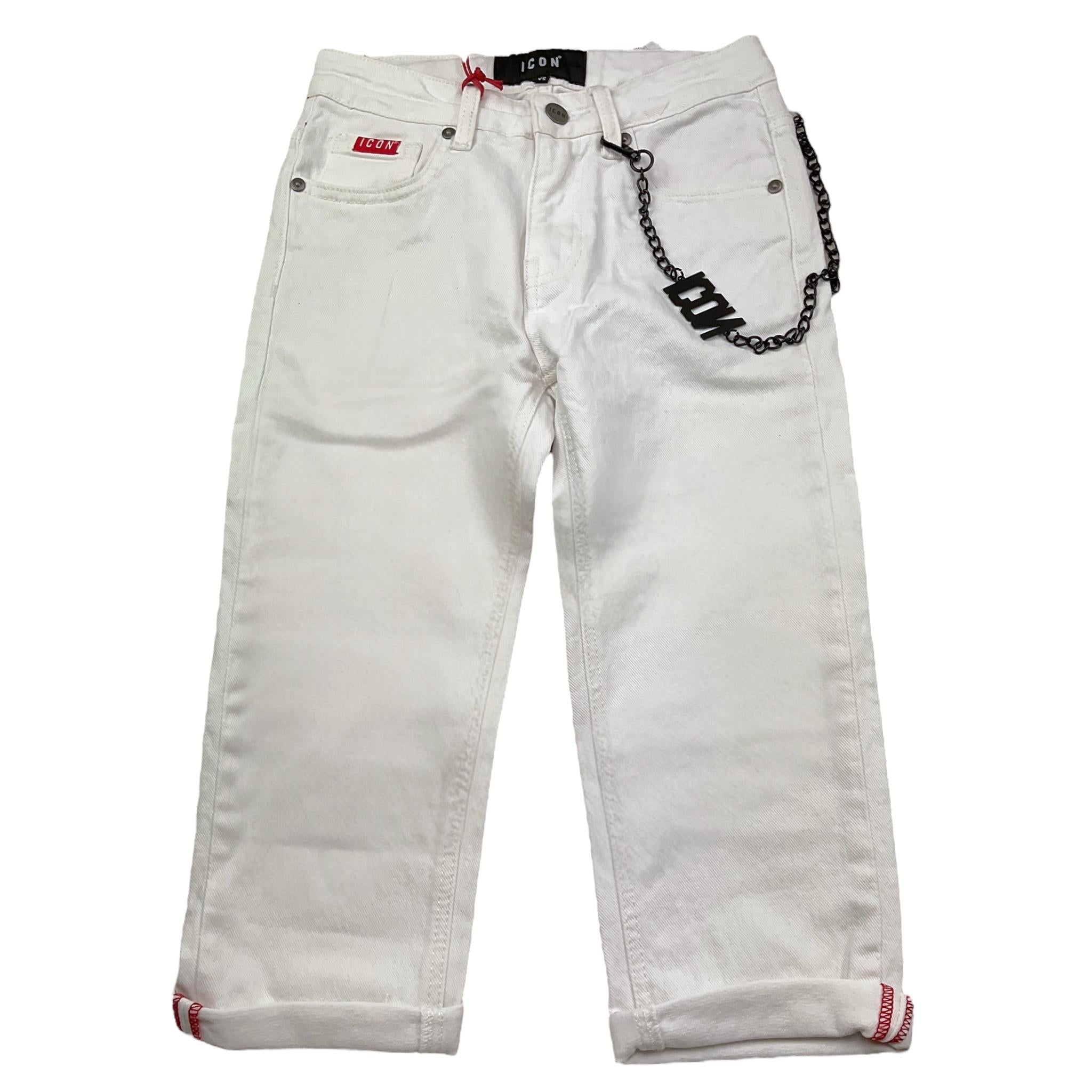 Icon Jeans Tinta Unita con Girovita Regolabile per Bambino IBDT0044603 BIANCO ICON 