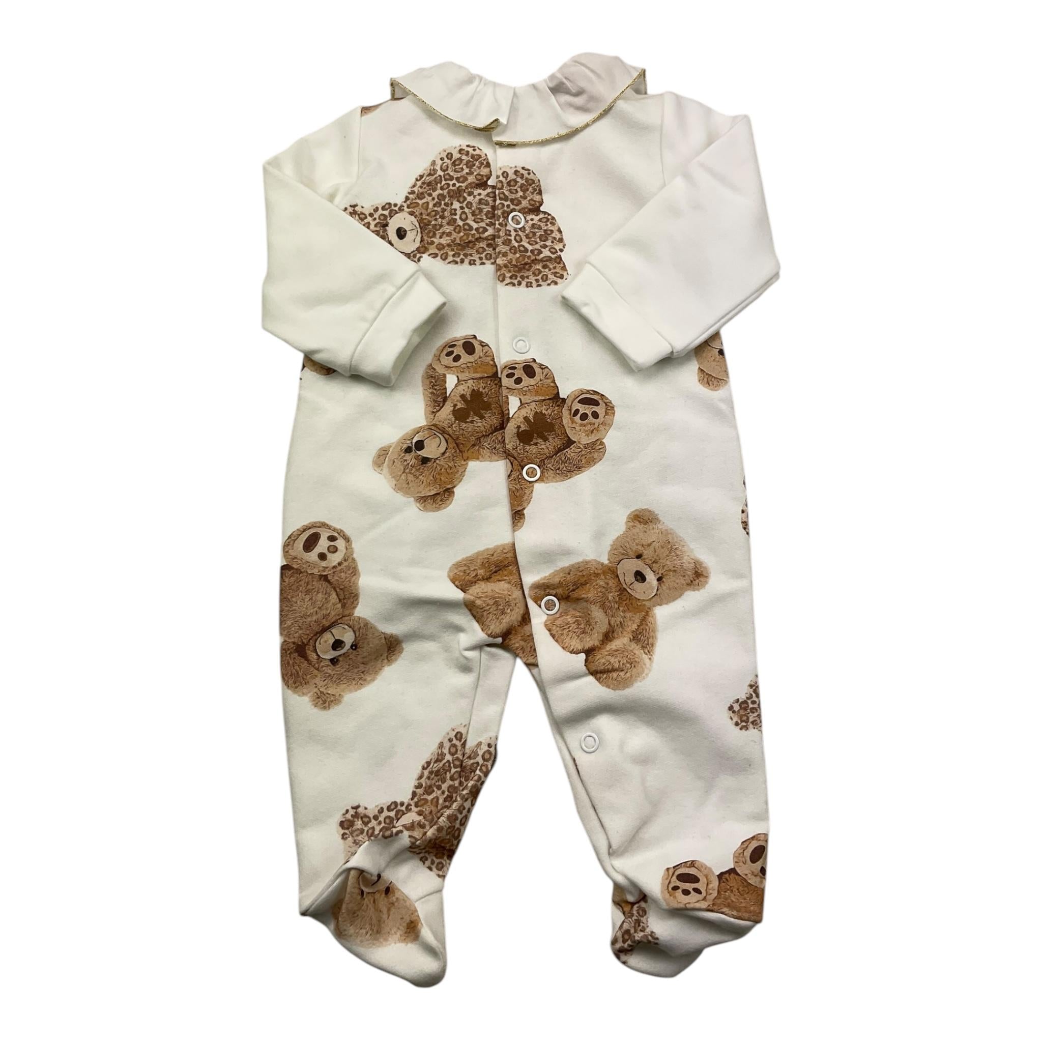 LE BEBE' tutina tinta unita con stampa Bianco per Neonata LBG6037 BIANCO LE BEBE' 