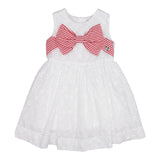 Monnalisa Abito Giromanica Tinta Unita con Ricami E Fiocco per Neonata 31E909 BIANCO MONNALISA 