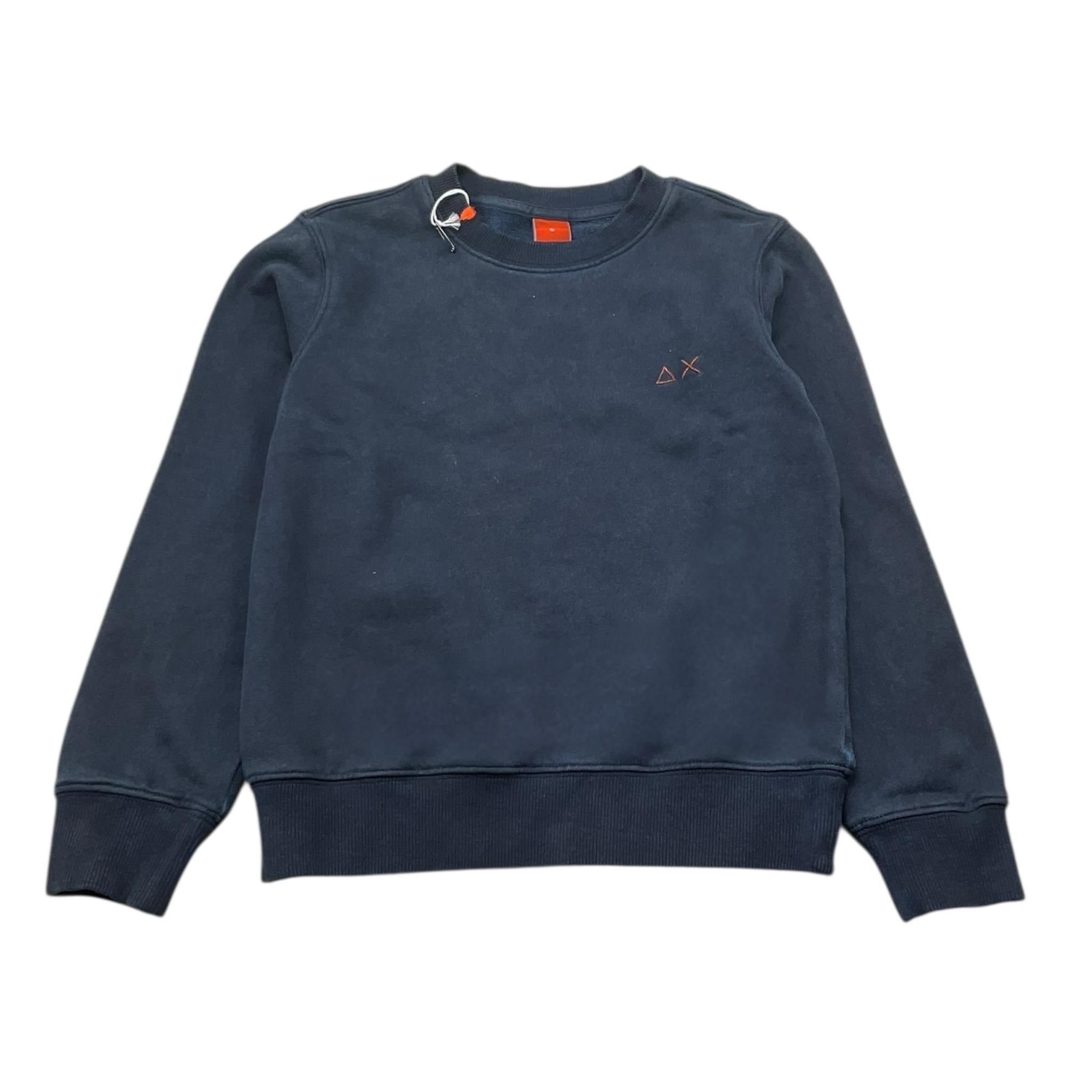 Sun68 Felpa Girocollo Tinta Unita con Logo per Bambino CPF35355 BLU SUN68 