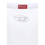 Diesel Canotta Bretelline Tinta Unita con Stampa Brillantinata per Bambina J02201XX BIANCO DIESEL 