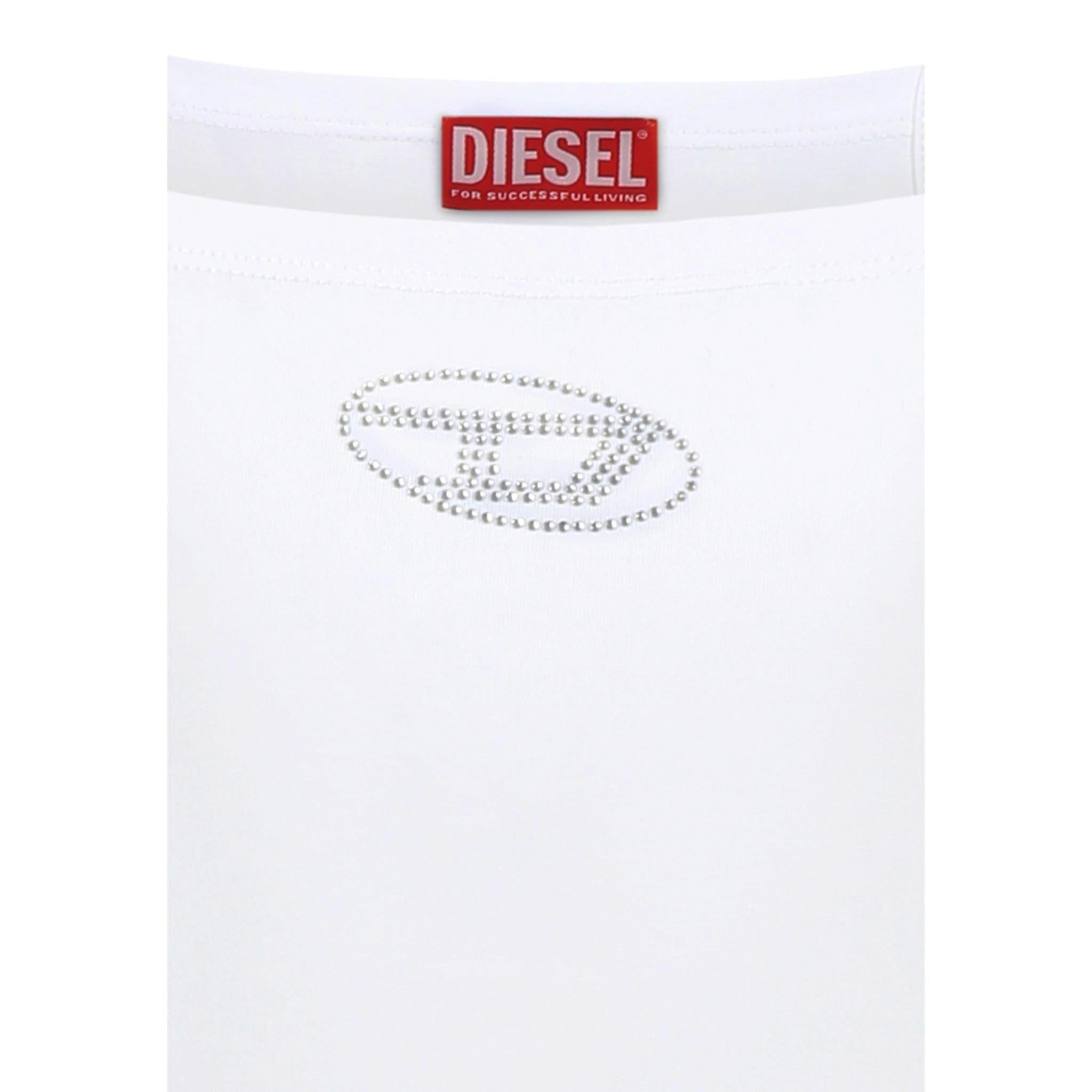 Diesel Canotta Bretelline Tinta Unita con Stampa Brillantinata per Bambina J02201XX BIANCO DIESEL 