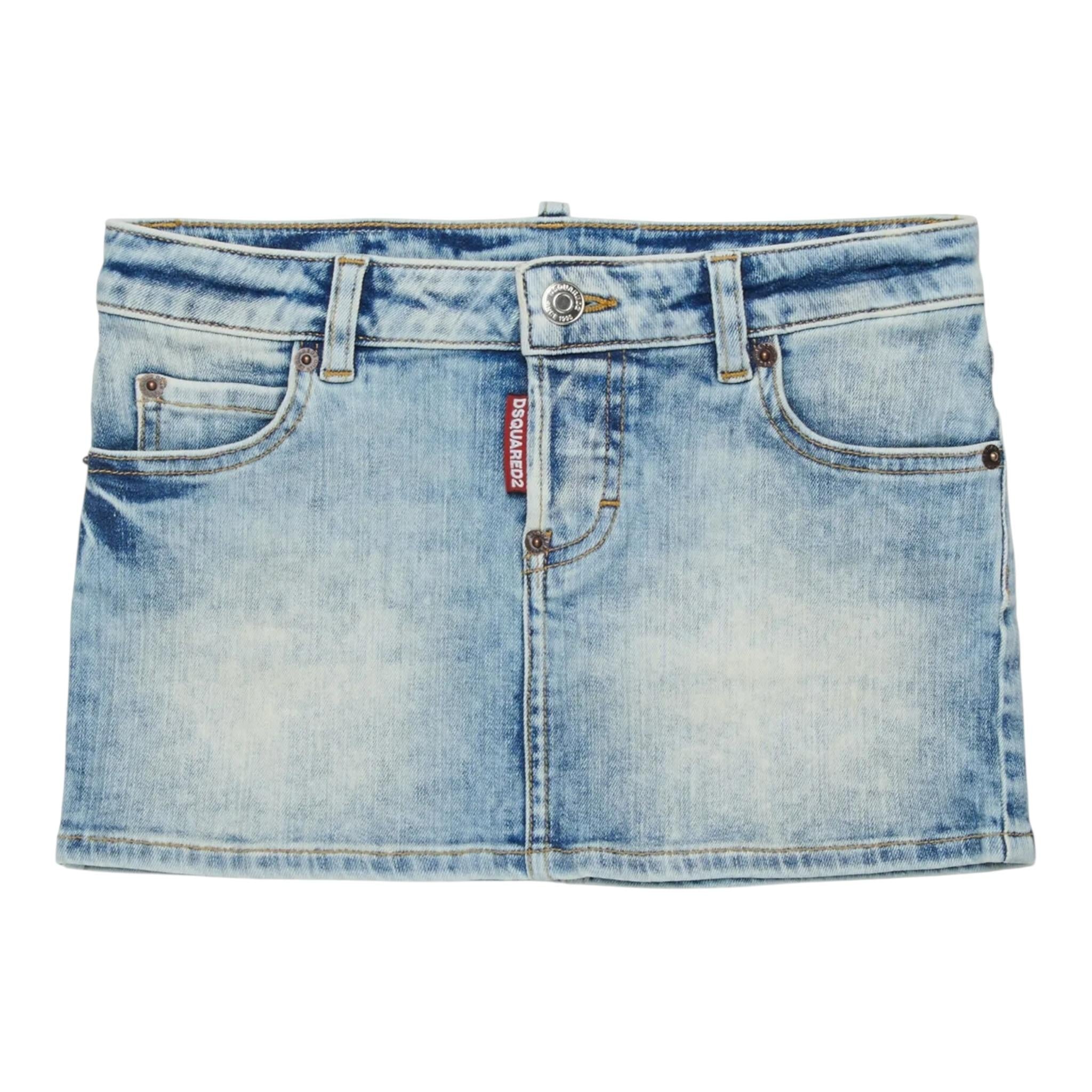 Dsquared2 Gonna In Denim tinta unita Azzurro per Bambina DQ01W4 AZZURRO DSQUARED2 