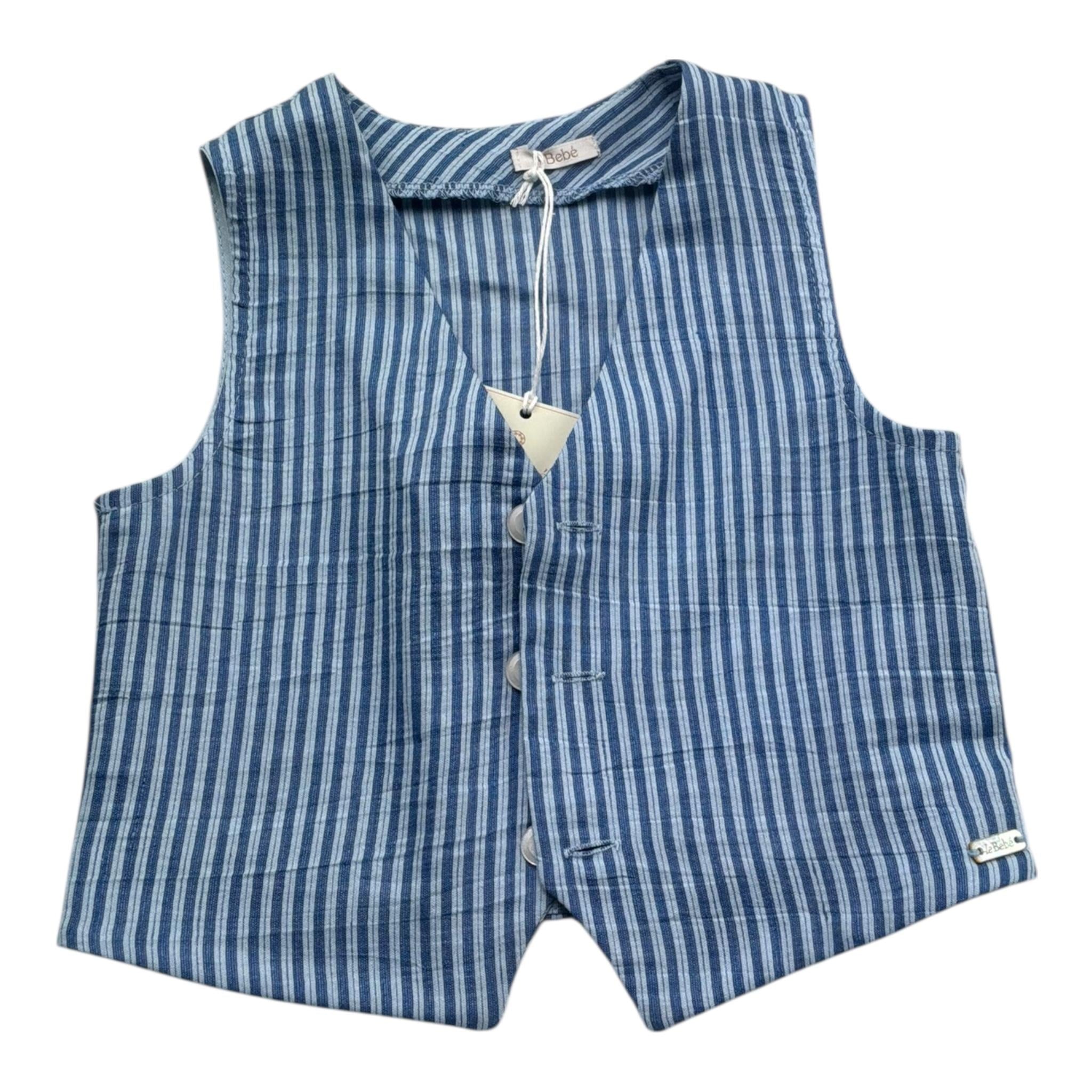 Le Bebe' Gilet Tinta Unita con Fantasia A Righe per Neonato LBB5359 BLU LE BEBE' 