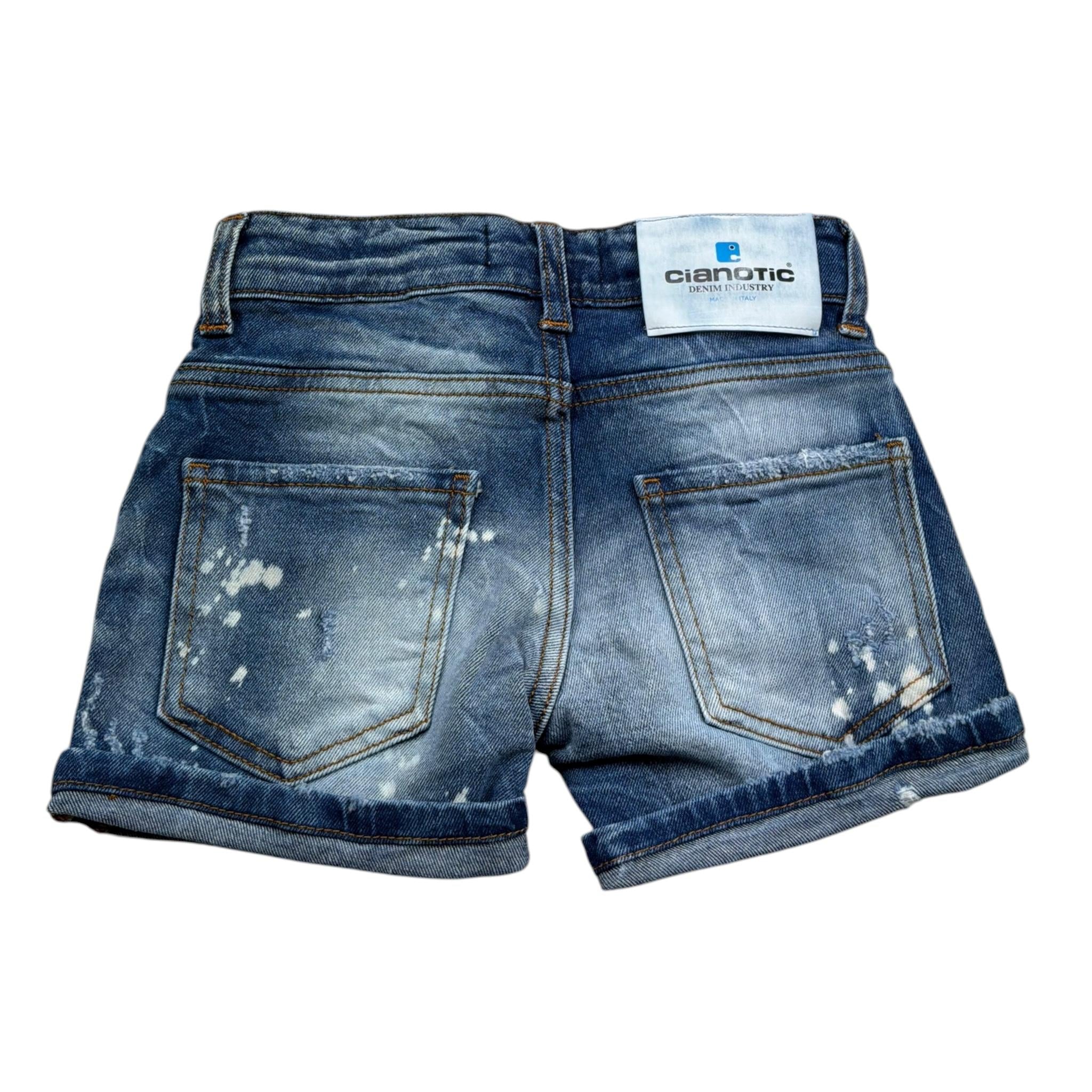 Cianotic Bermuda In Denim Tinta Unita con Strappi per Neonato 20165N BLU CIANOTIC 