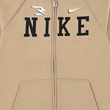 Nike Felpa tinta unita con Zip E Cappuccio Cammello per Bambino 9Q1097 CAMMELLO NIKE 