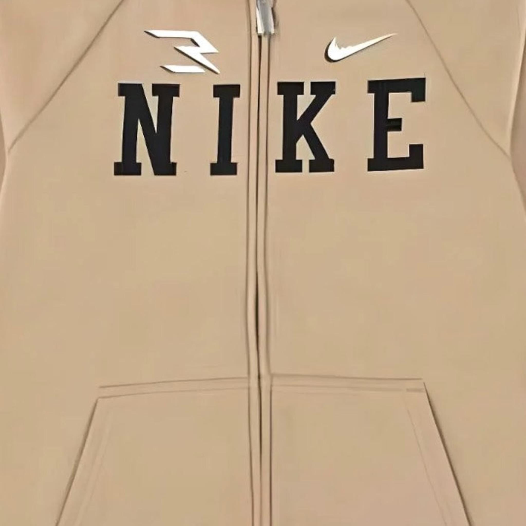 Nike Felpa tinta unita con Zip E Cappuccio Cammello per Bambino 9Q1097 CAMMELLO NIKE 