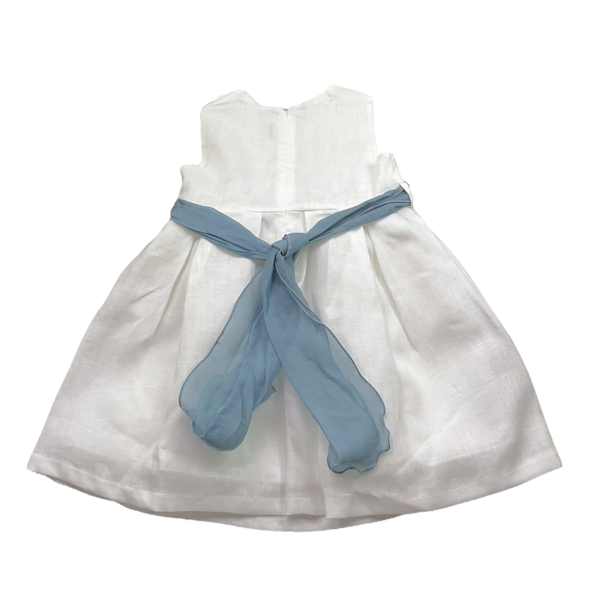 Barcellino Abito Tinta Unita Giromanica con Cintura per Neonata 120918N BIANCO BARCELLINO 