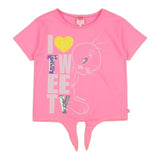 Billieblush T-Shirt Tinta Unita Girocollo con Stampa Fuxia per Bambina
