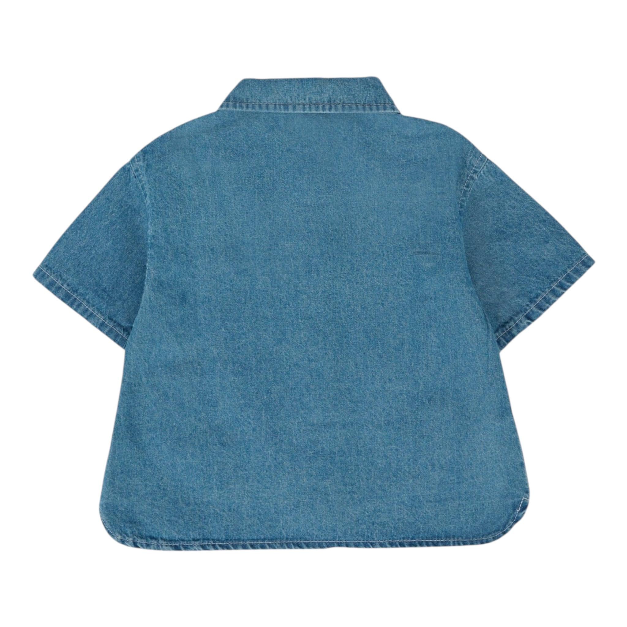 Moschino Camicia In Denim Tinta Unita Mezza Manica per Neonata MUC01F BLU MOSCHINO 