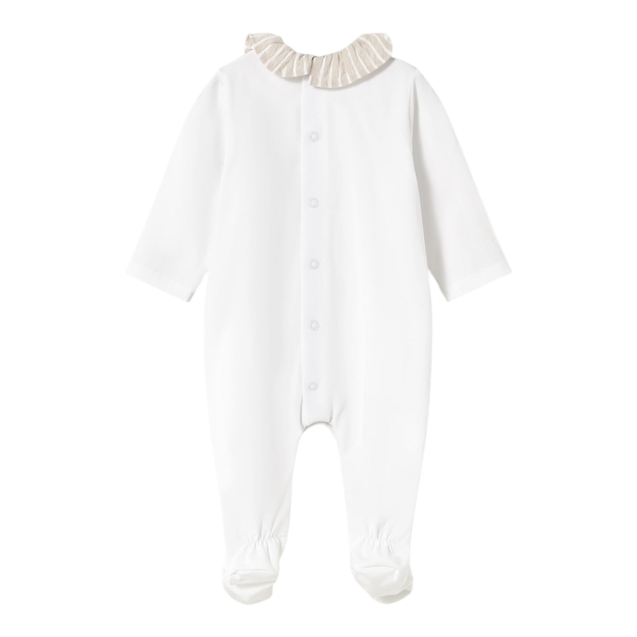 Mayoral Tutina Manica Lunga Tinta Unita con Colletto In Contrasto per Neonata 1747 BIANCO MAYORAL 