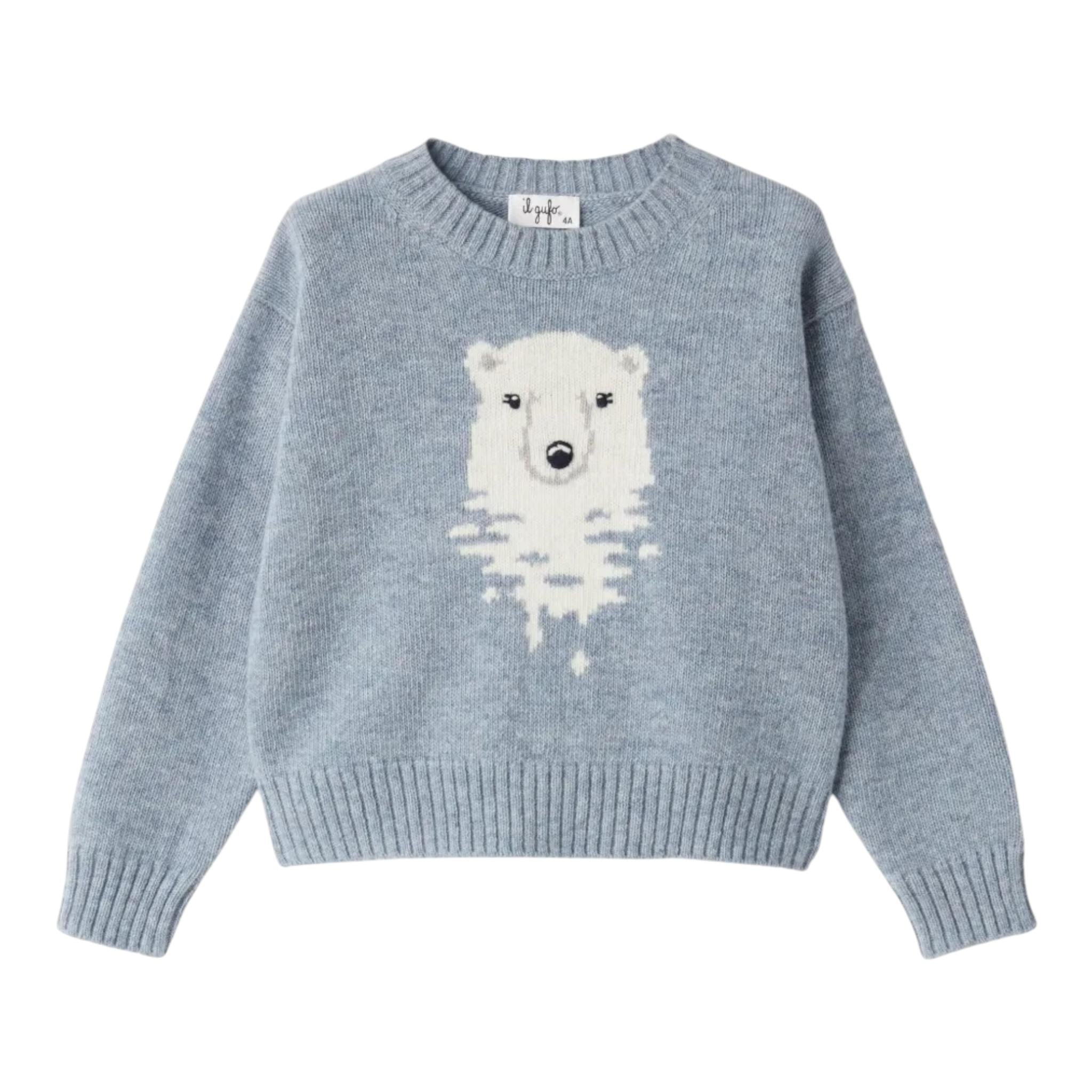 IL GUFO maglia girocollo tinta unita con ricamo orso Azzurro per Bambino A24MA457EM220J AZZURRO IL GUFO 