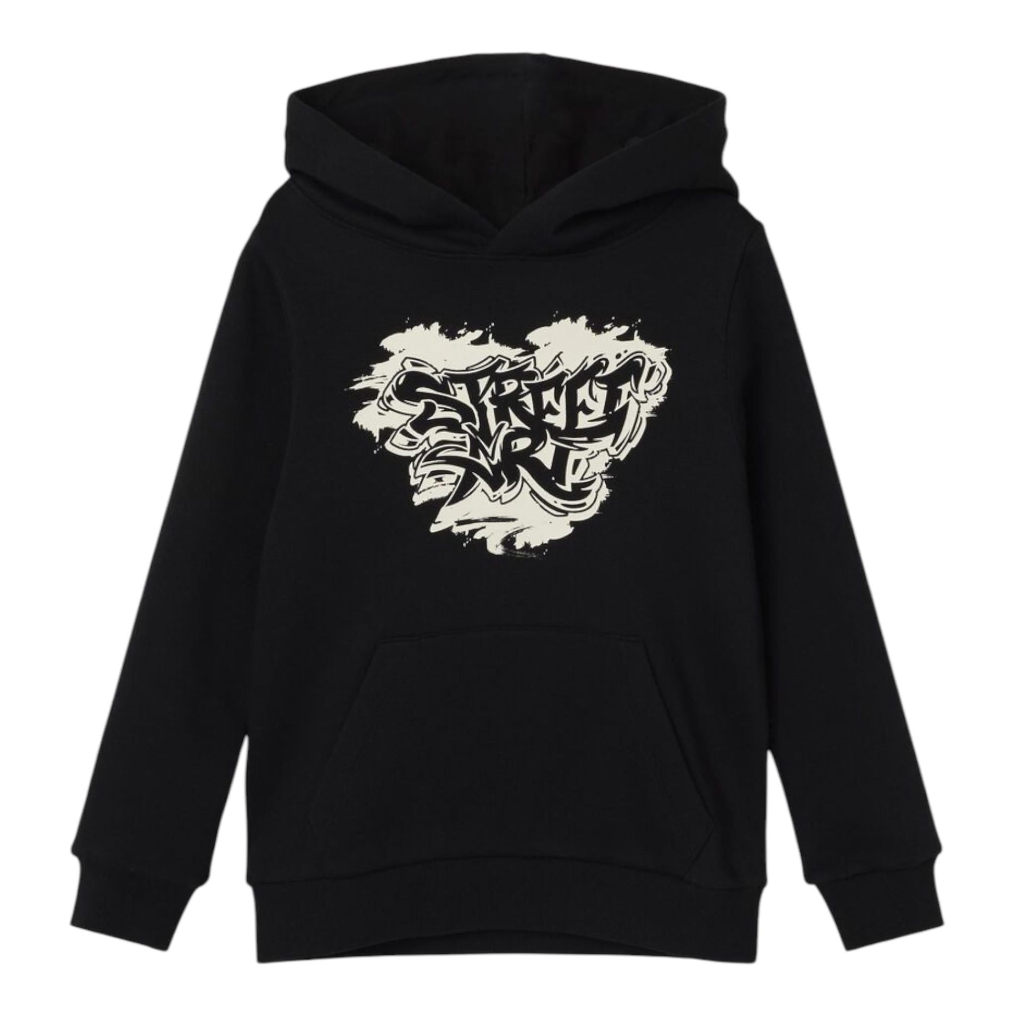 NAME.IT felpa chiusa con cappuccio tinta unita con stampa Nero per Bambino 13232823 NERO NAME.IT 