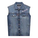 Dsquared2 Giubbino Modello Smanicato In Denim per Bambino DQ2123 BLU DSQUARED2 