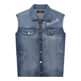 Dsquared2 Giubbino Modello Smanicato In Denim per Bambino DQ2123 BLU DSQUARED2 