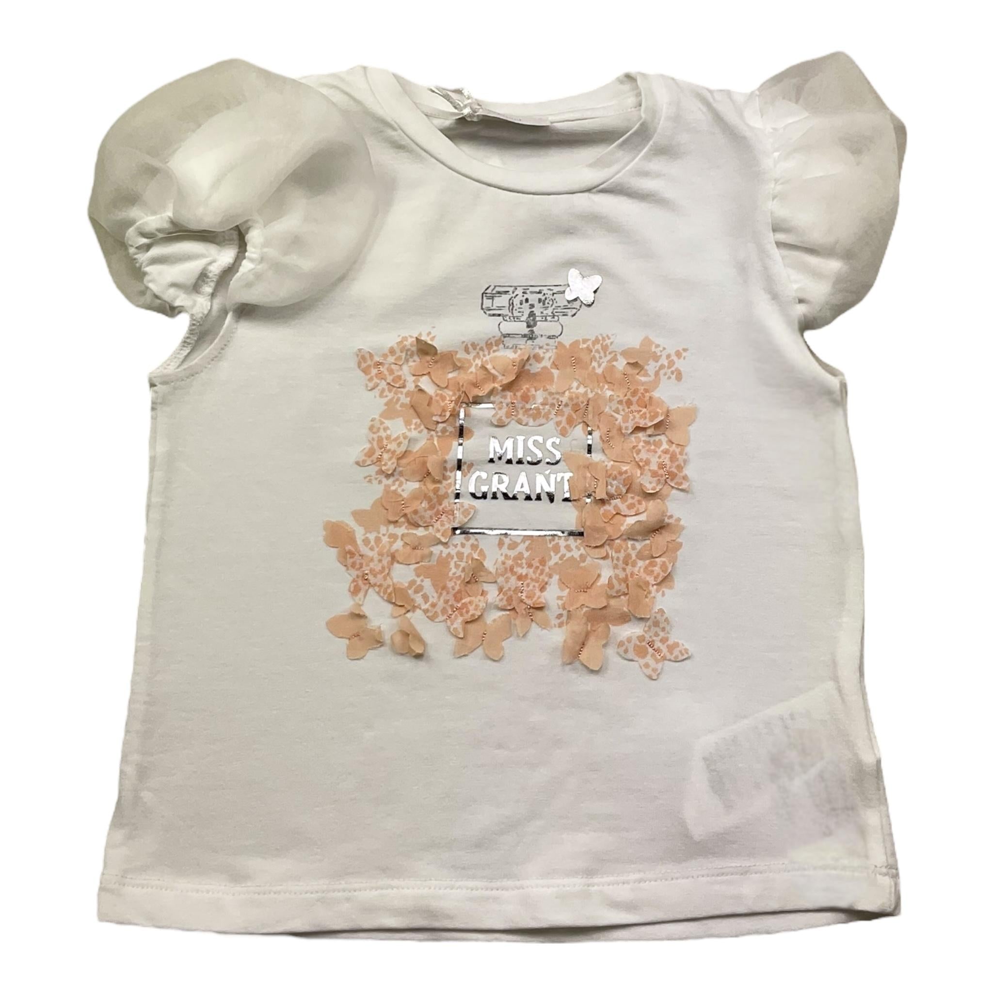 Miss Grant T-Shirt Girocollo Tinta Unita con Stampa In Contrasto per Neonata MG1336 BIANCO MISS GRANT 