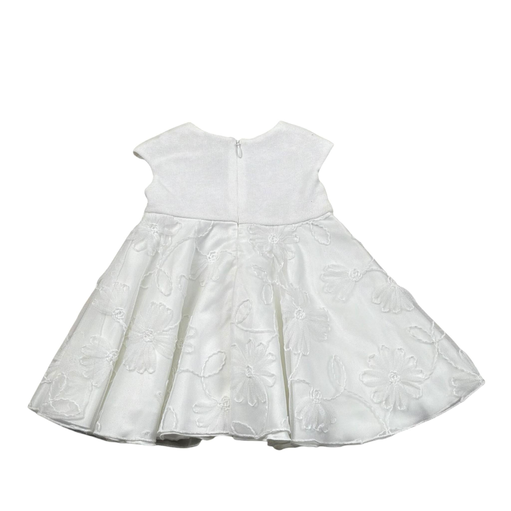 Barcellino Abito Cerimonia Tinta Unita con Ricami per Neonata 9174 BIANCO BARCELLINO 
