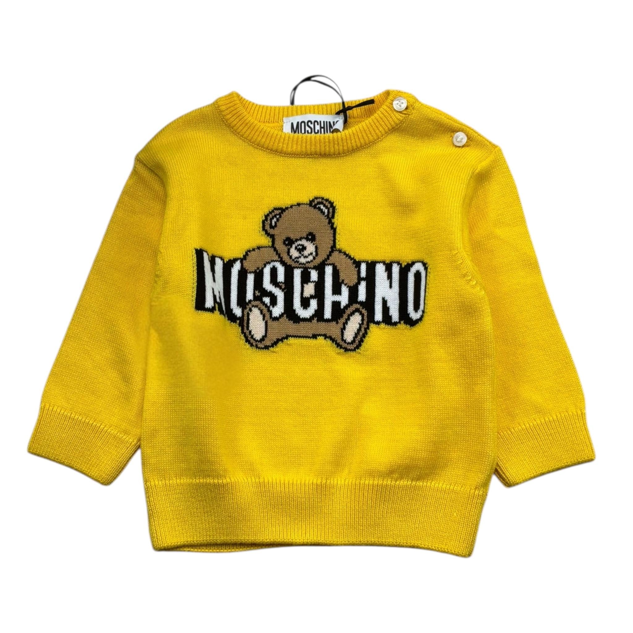 Moschino Maglia Girocollo Tinta Unita con Stampa per Neonato M8WOOJ GIALLO MOSCHINO 