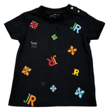 John Richmond T-Shirt Girocoll Tinta Unita con Stampe per Neonato RIP26119TS NERO JOHN RICHMOND 