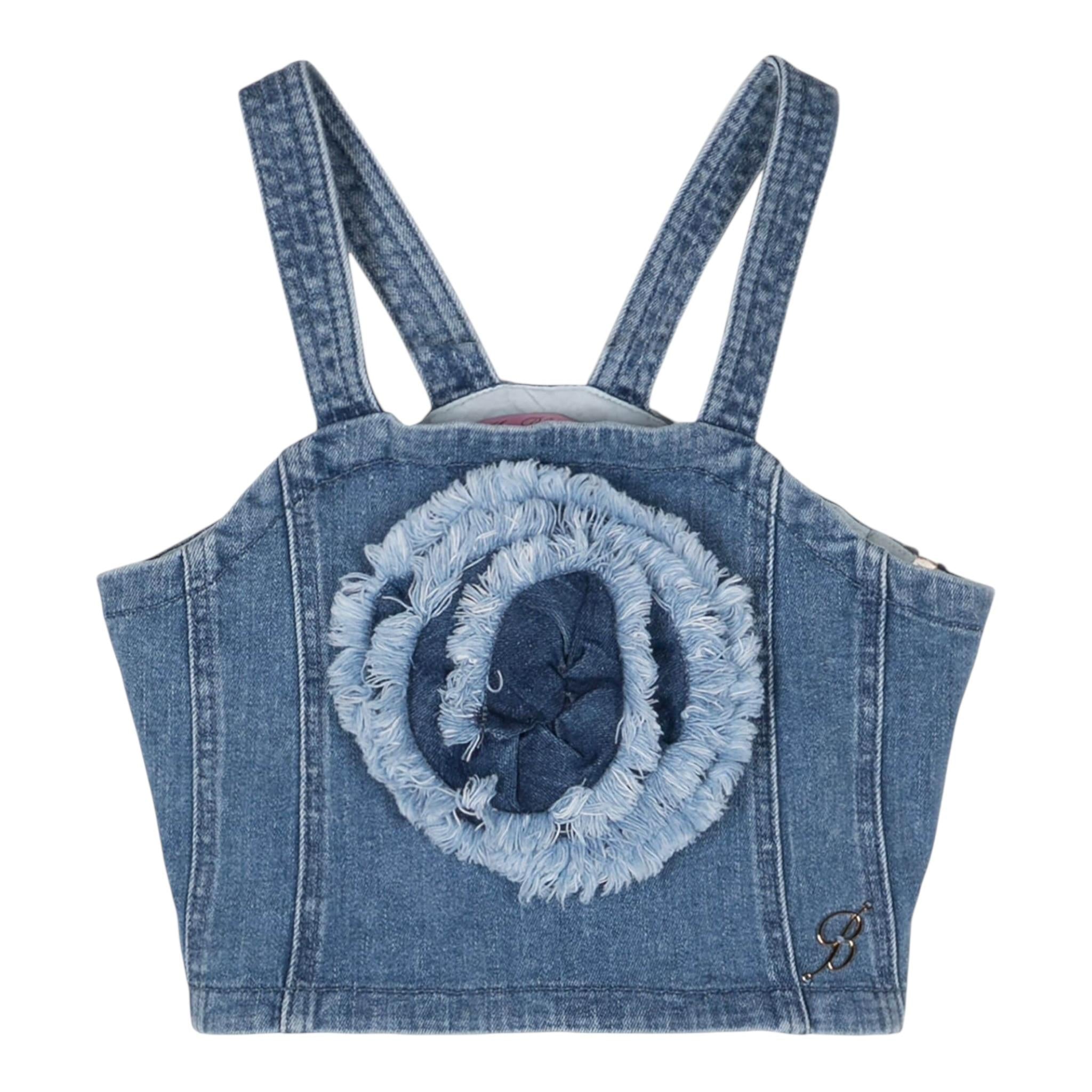 Miss Blumarine Top Tinta Unita In Denim per Bambina IA4045 AZZURRO MISS BLUMARINE 