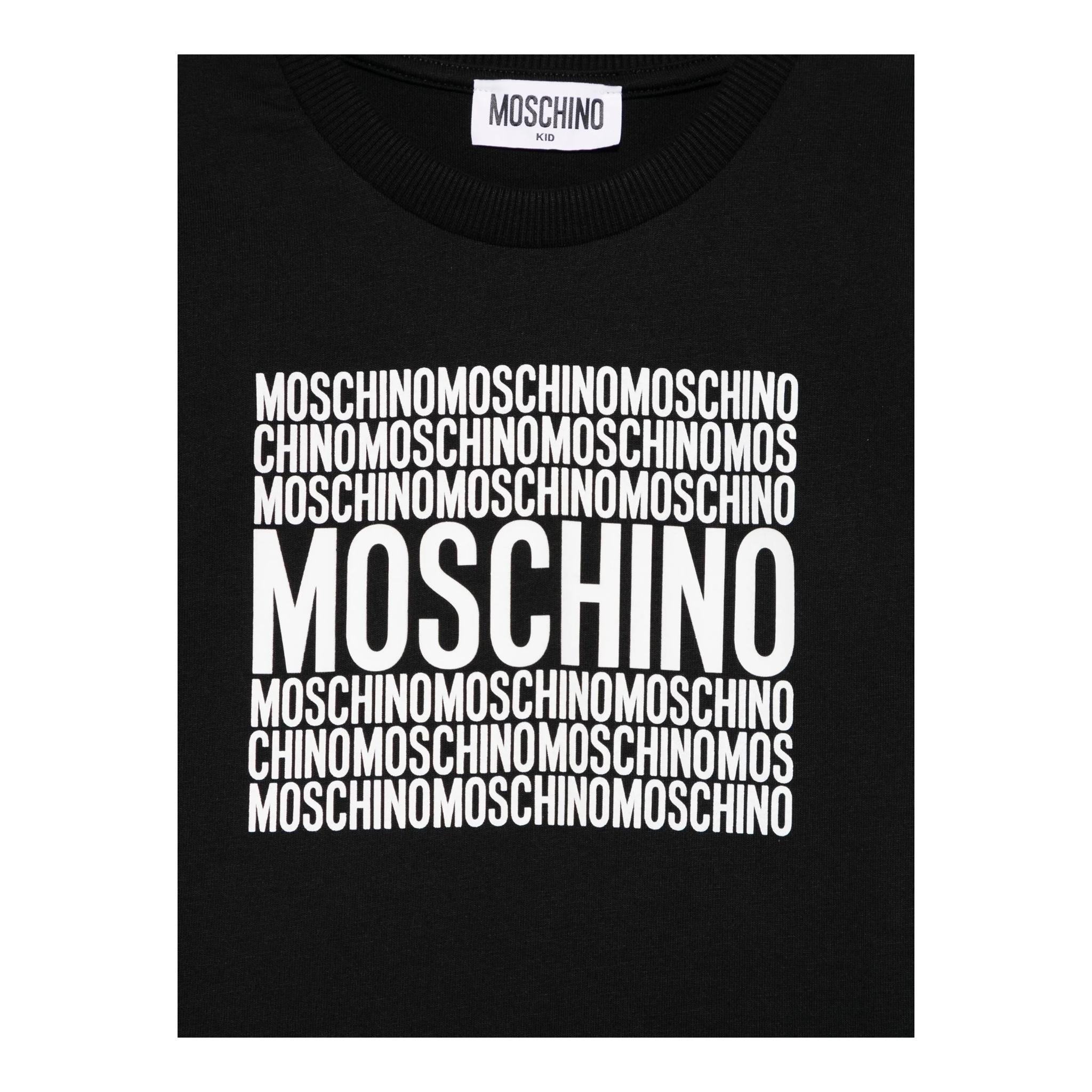 Moschino T-Shirt Girocollo Tinta Unita con Stampe per Bambino H6M04K NERO MOSCHINO 