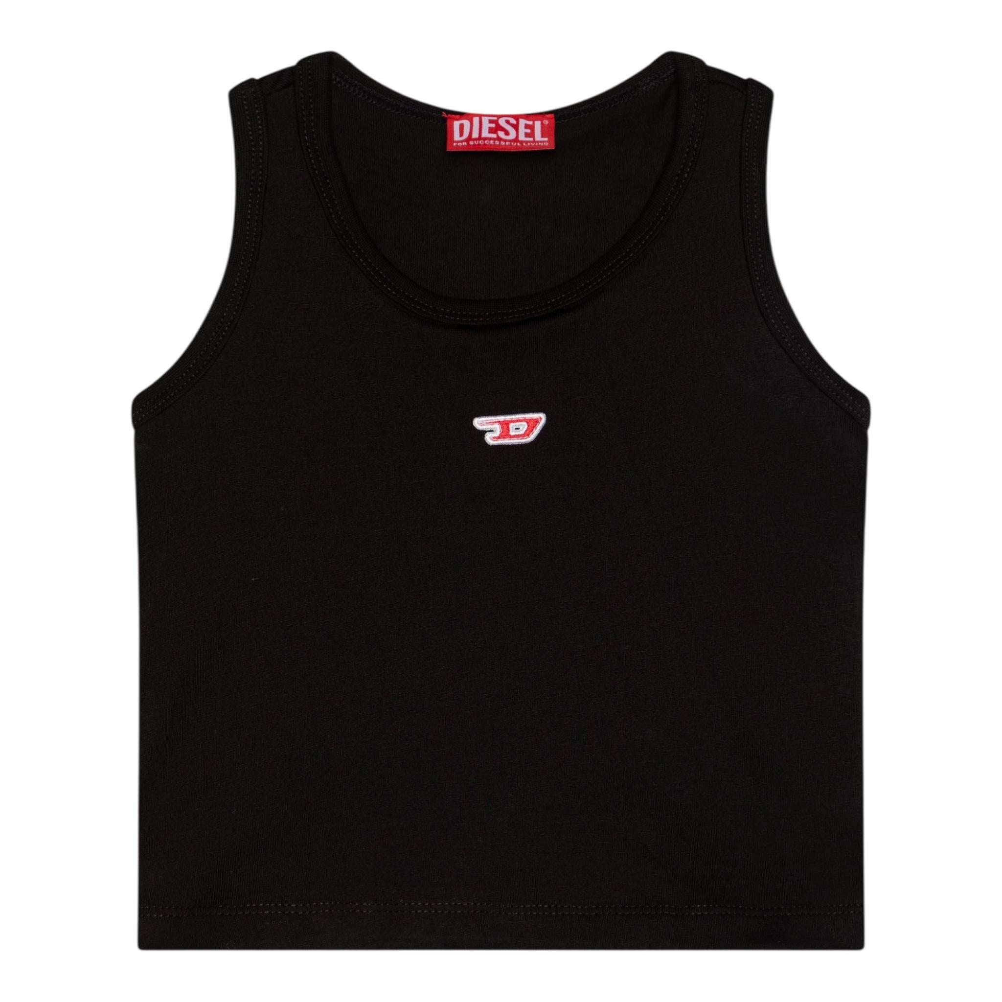 Diesel Canotta Tinta Unita con Logo per Bambina J02238 NERO DIESEL 