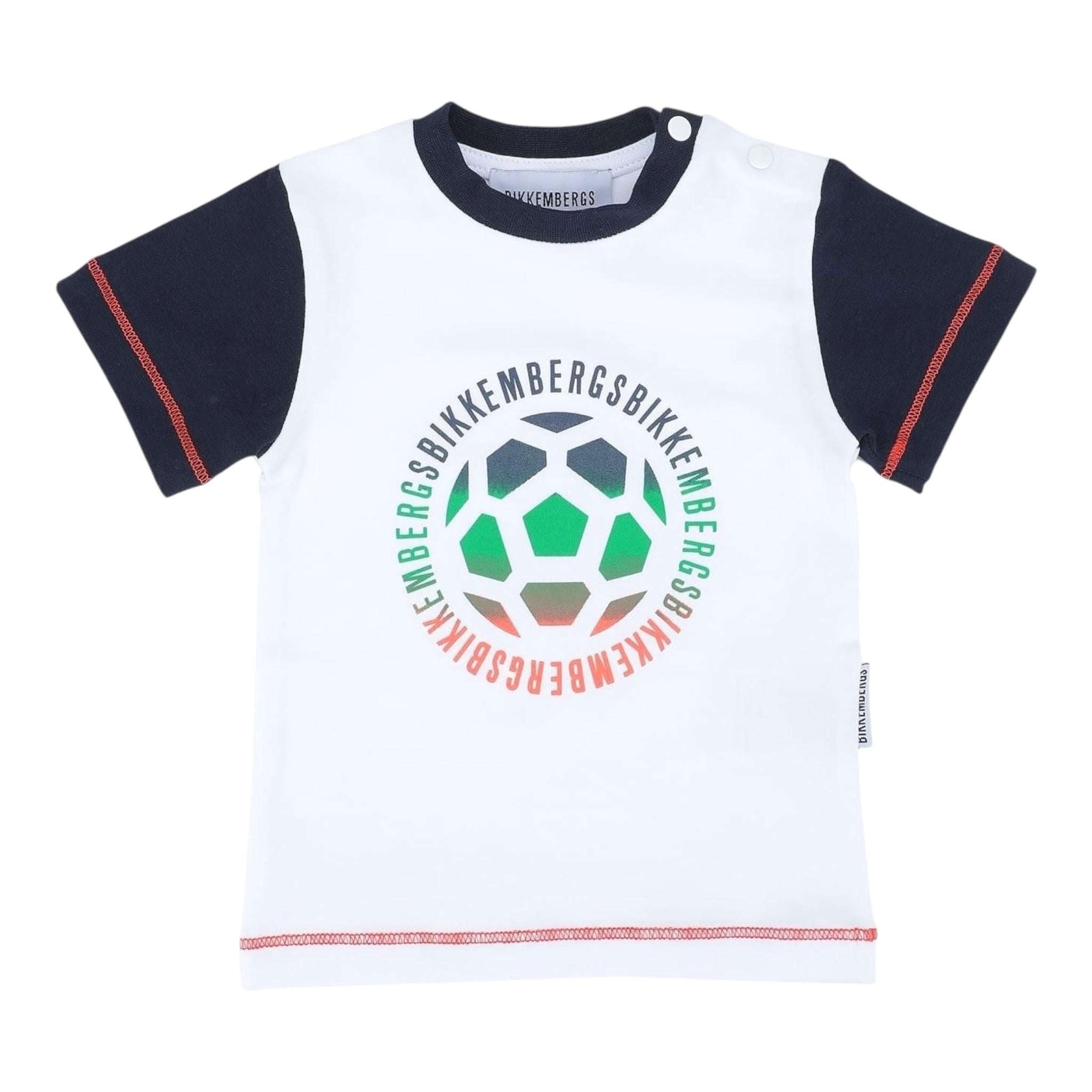 Bikkembergs T-Shirt Girocollo Tinta Unita con Maniche In Contrasto per Neonato BK1732 BIANCO BiKKEMBERGS 