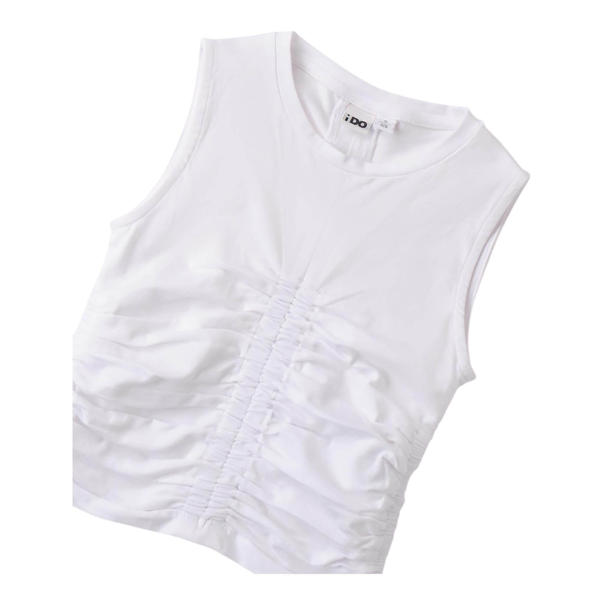 I Do Canotta Tinta Unita Girocollo per Bambina 4B847 BIANCO I DO 