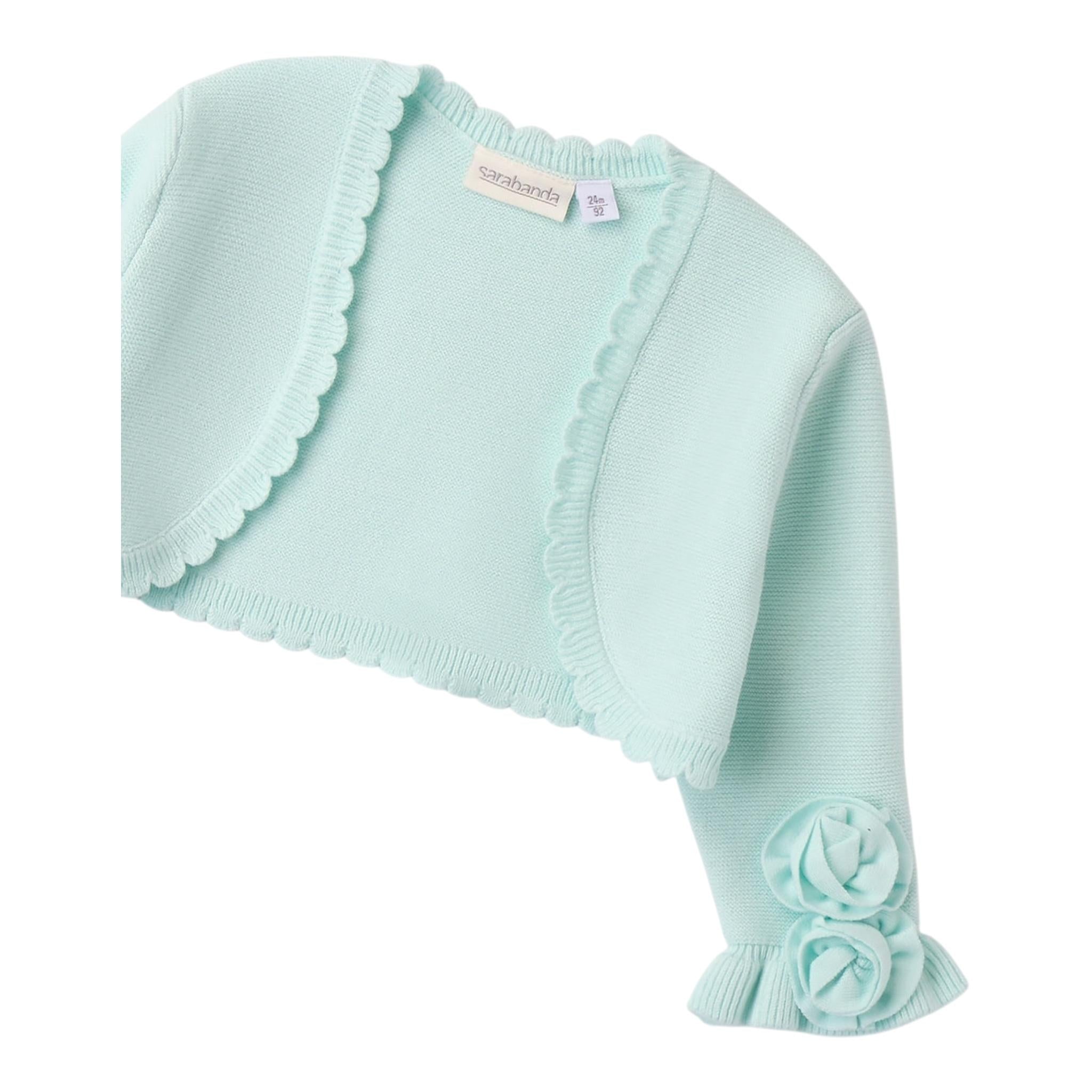 Sarabanda Coprispalle Tinta Unita con Applicazioni per Bambina 0B431X VERDE ACQUA SARABANDA 
