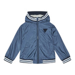 Guess Giubbino Tinta Unita con Zip E Cappuccio per Neonato N5RL11WCFM0 BLU GUESS 