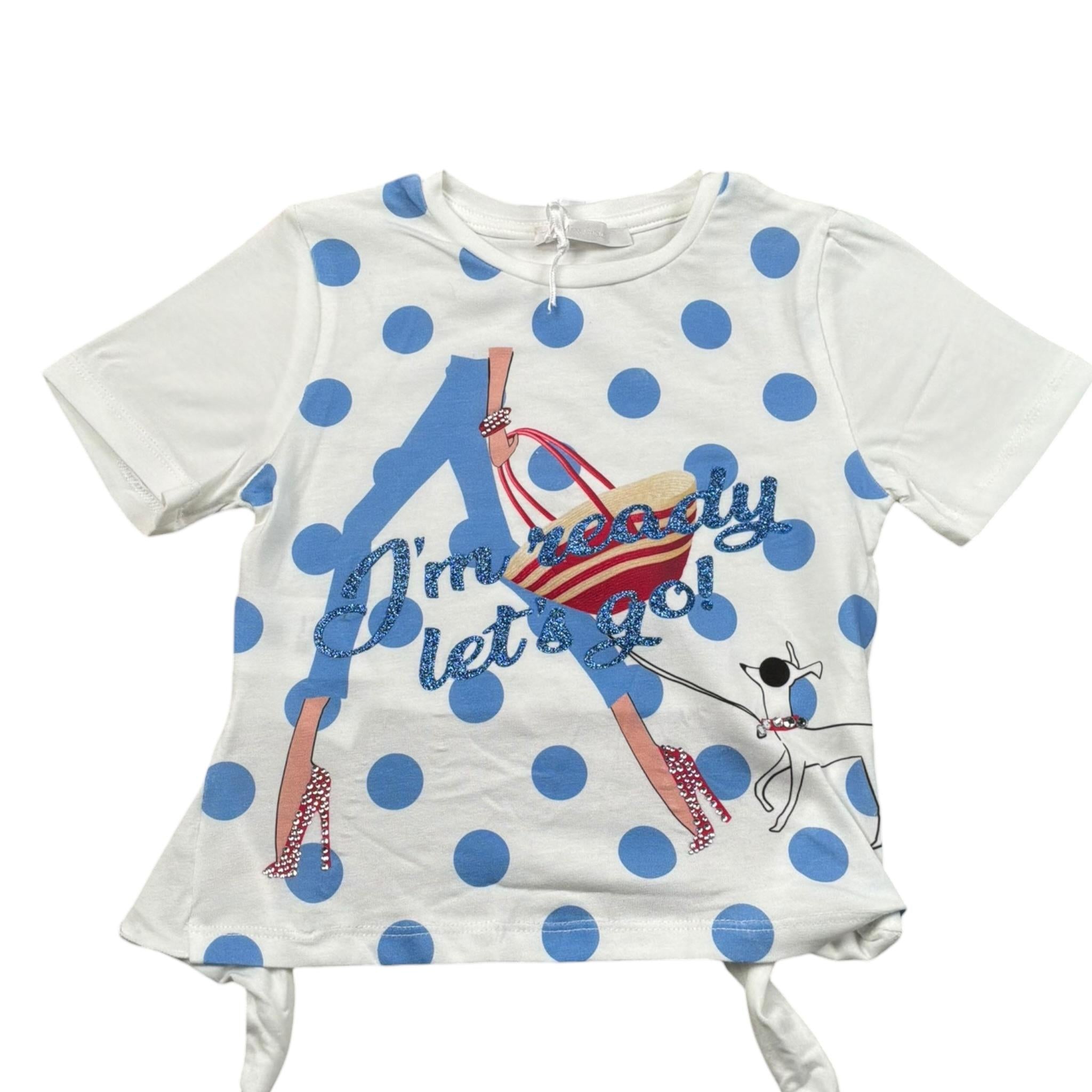 Miss Grant T-Shirt Girocollo Tinta Unita con Stampa per Bambina MG237J BIANCO MISS GRANT 