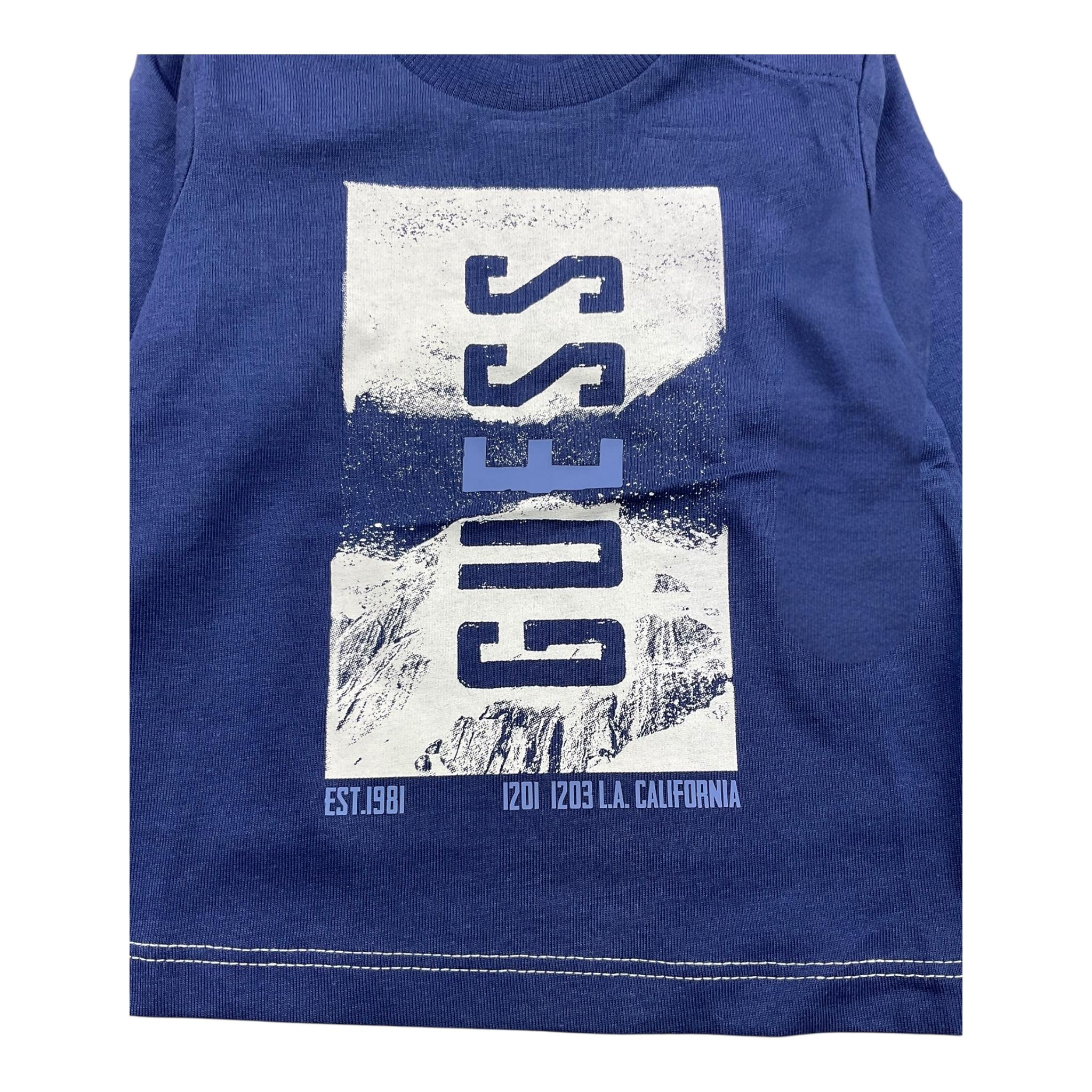 GUESS shirt girocollo tinta unita con stampa in contrasto Blu per Neonato N4BI14I3Z14X BLU GUESS 