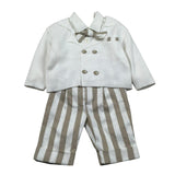 Marlu' Completo 4 Pezzi Cardigan-Camicia-Papillin-Pantalone per Neonato EF6661 PANNA MARLU' 