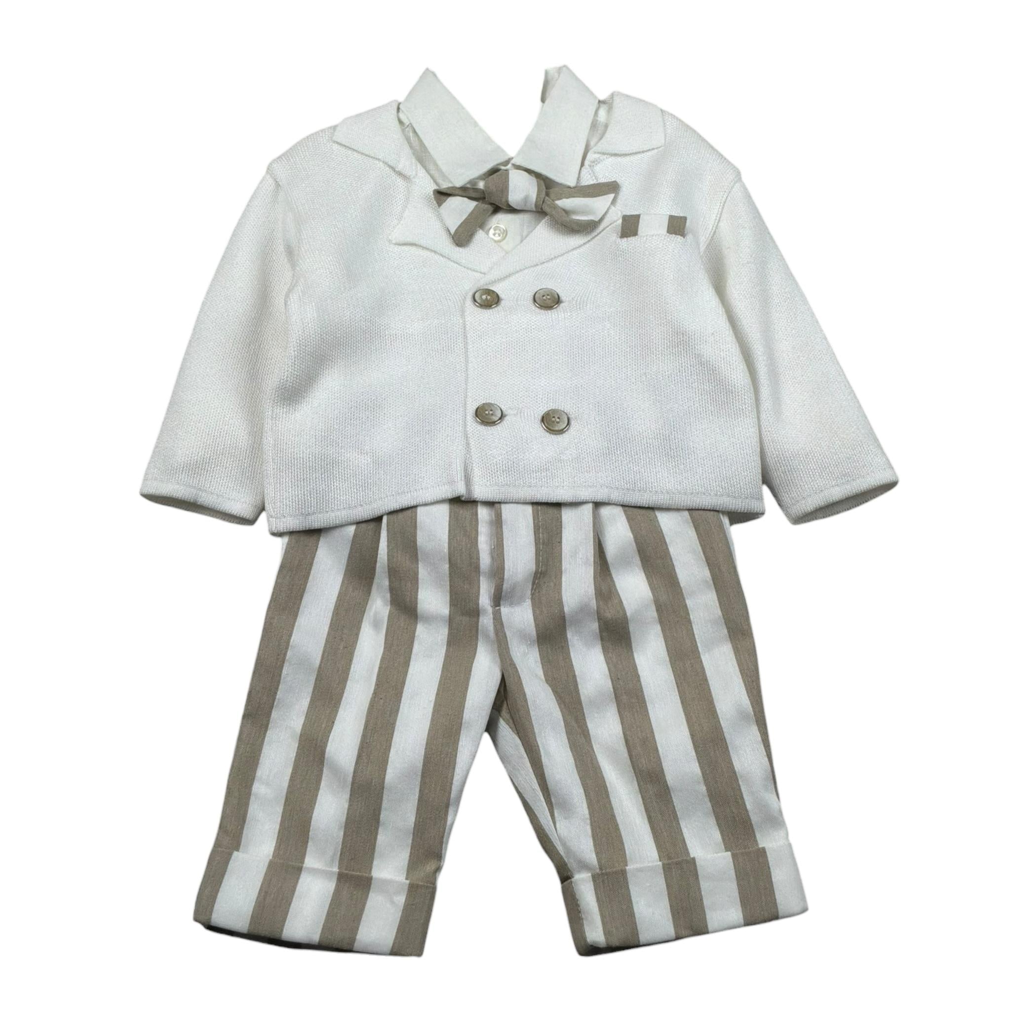 Marlu' Completo 4 Pezzi Cardigan-Camicia-Papillin-Pantalone per Neonato EF6661 PANNA MARLU' 