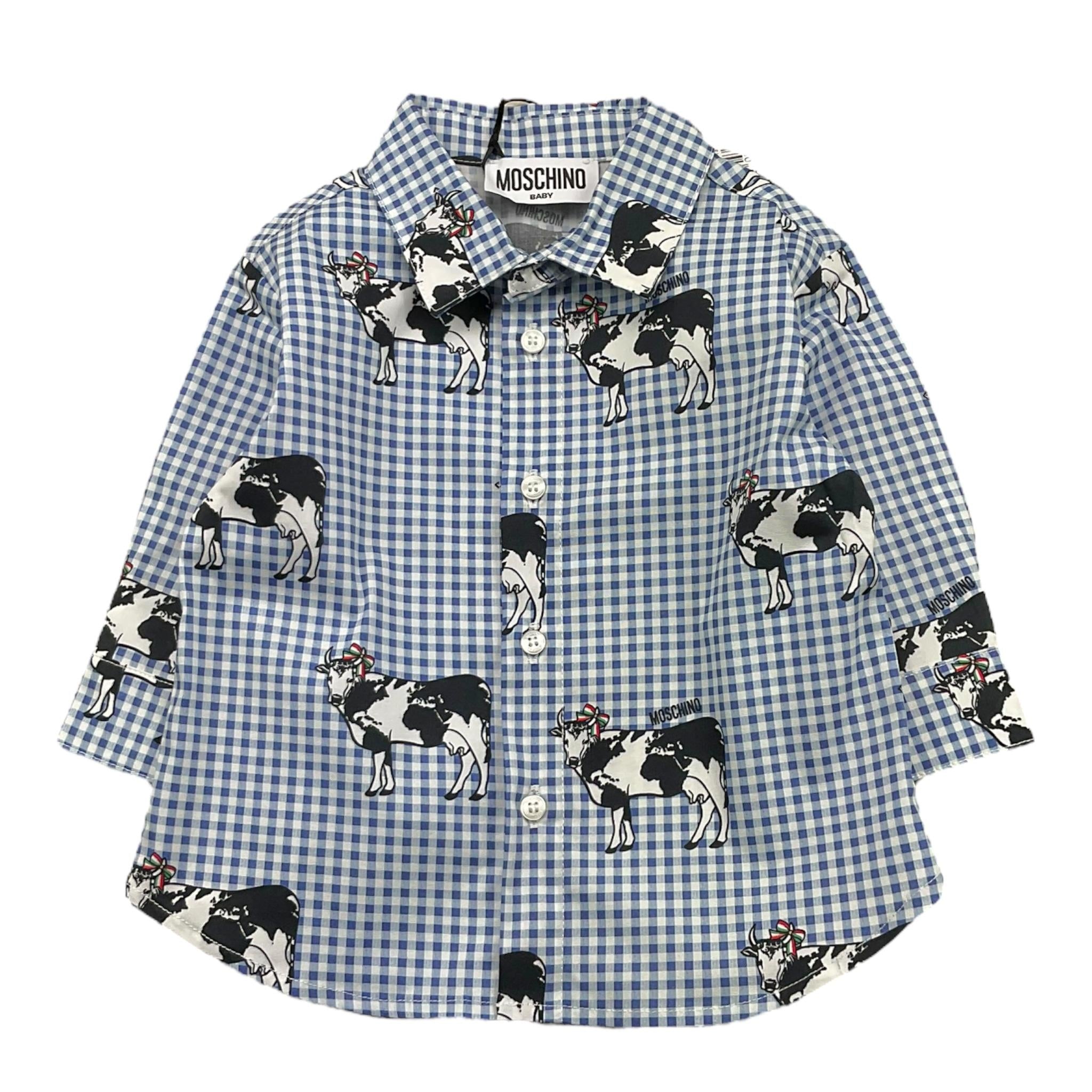 MOSCHINO camicia tinta unita con fantasia quadretti Bianco per Neonato MUC01J BIANCO MOSCHINO 