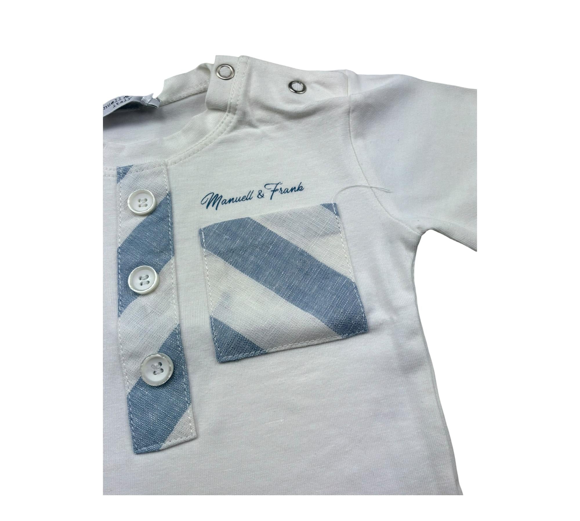 Manuel & Frank Body Mezza Manica Tinta Unita per Neonato MF7223I PANNA MANUEL & FRANK 