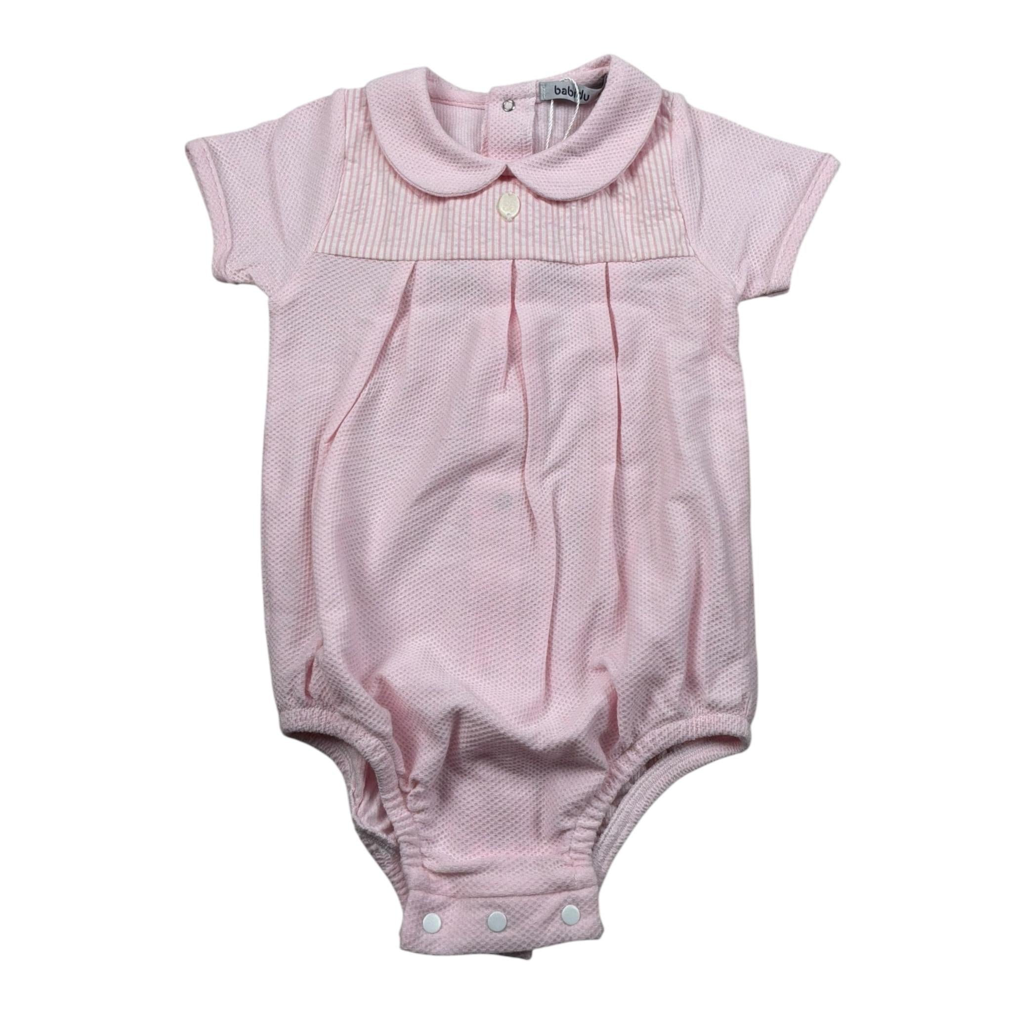 Babidu Pagliaccetto Mezza Manica Tinta Unita per Neonata BBDP ROSA BABIDU 