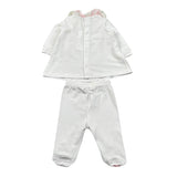 Lalalu' Completo 2 Pezzi Shirt-Ghettina Tinta Unita con Stampa per Neonata CPL017P BIANCO LALALU' 