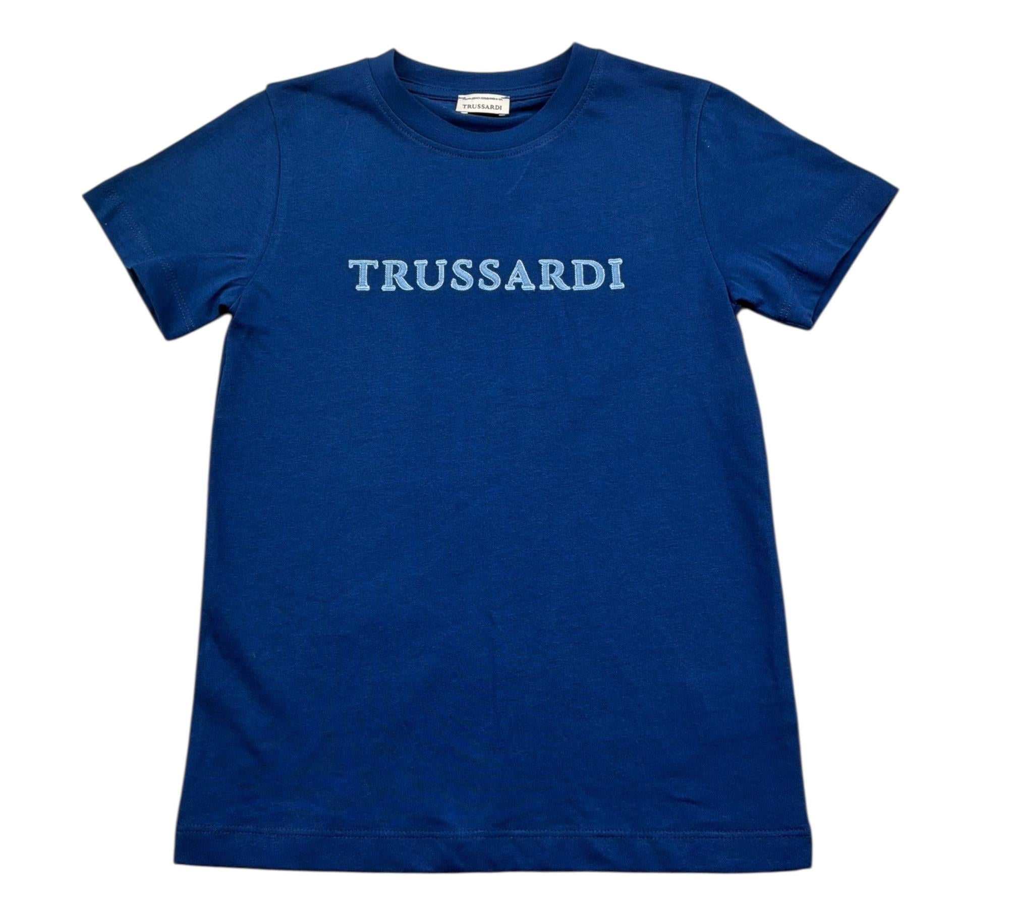 Trussardi T-Shirt Girocollo Tinta Unita con Stampa per Bambino TBP26038TS BLU TRUSSARDI 