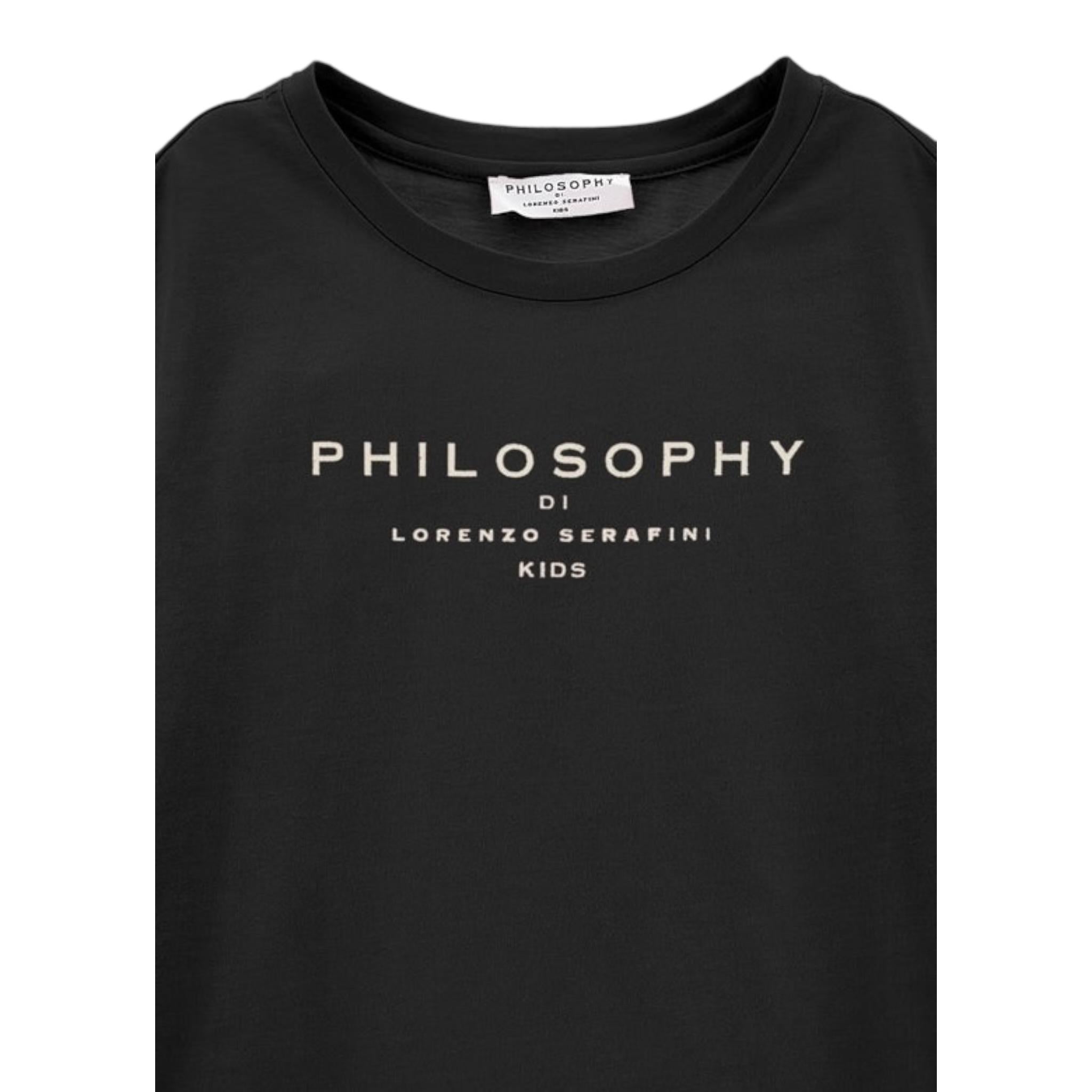 Philosophy T-Shirt Girocollo Tinta Unita con Stampa per Bambina I1E605XXX NERO PHILOSOPHY 