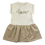 Chicco Abito Mezza Manica Con Gonna In Contrasto Bianco/Beige Per Neonata