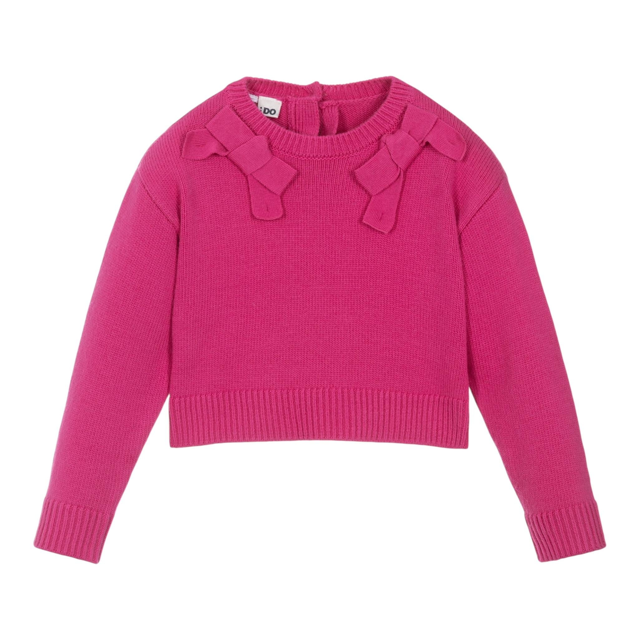 I DO maglia girocollo tinta unita con fiocco Fuxia per Neonata 4A558N FUXIA I DO 