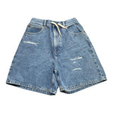 Maison Margiela Short In Denim  Tinta Unita Con Elastico In Vita Azzurro Per Bambina
