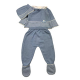 VALENTINA BEBES cmpleto 3 pezzi maglia-ghetina-cappello tinta unita Azzurro per Neonata MC56 AZZURRO VALENTINA BEBES 