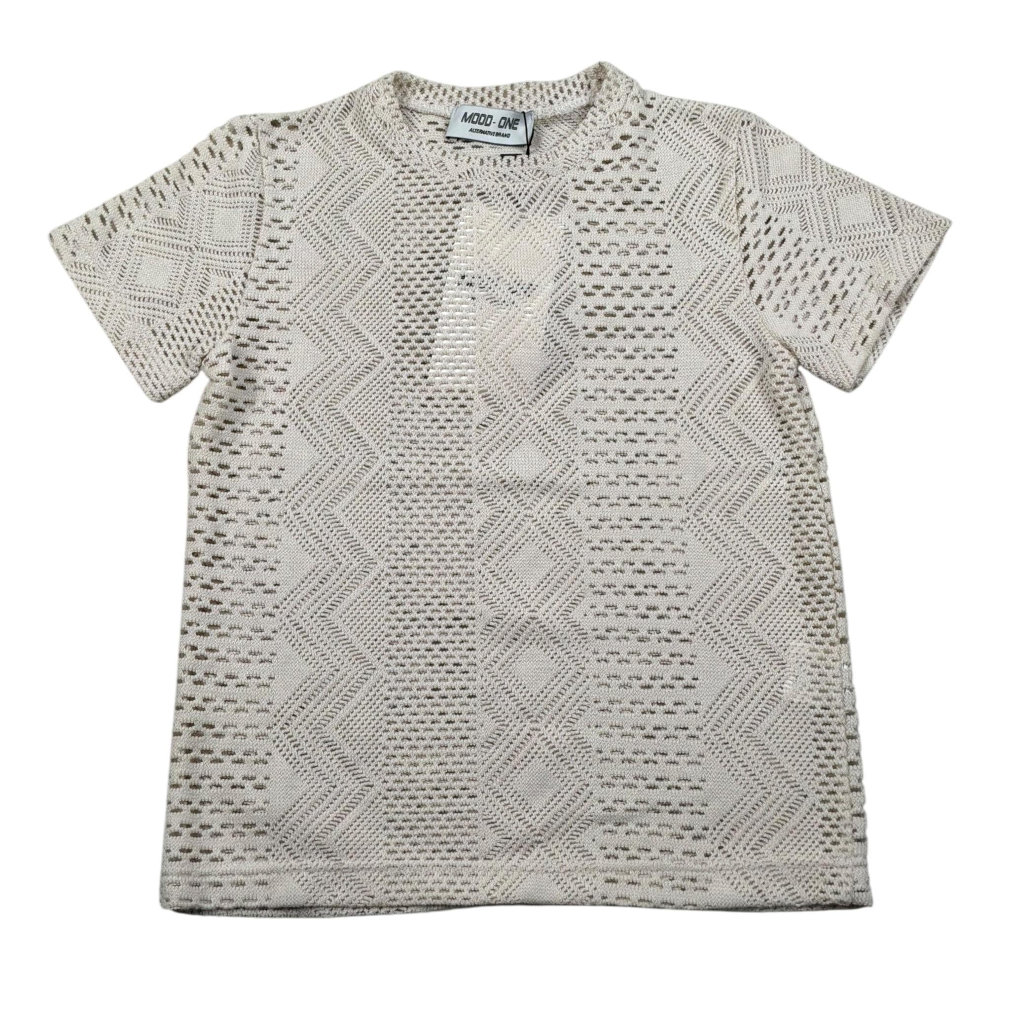 Mood_One T-Shirt Girocollo Tinta Unita con Trafori per Bambino TSHIRT02 BEIGE MOOD_ONE 