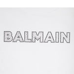 Balmain T-Shirt Girocollo Tinta Unita con Brillantini per Bambina BS8B61 BIANCO BALMAIN 