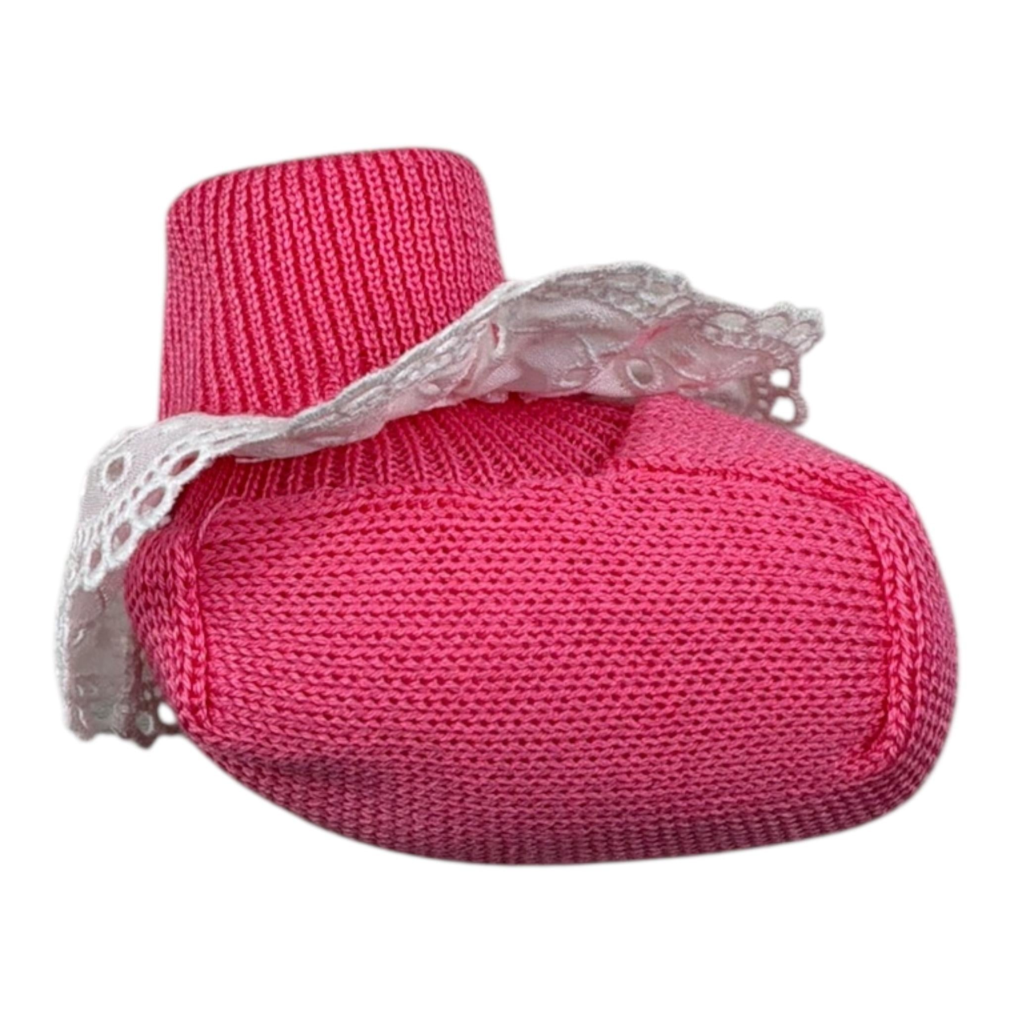 Marlu' Babbucce Tinta Unita con Ricami per Neonata EP13S ROSA MARLU' 