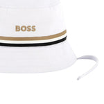 Boss Cappello Pescatore Tinta Unita con Logo per Neonato J51677 BIANCO BOSS 