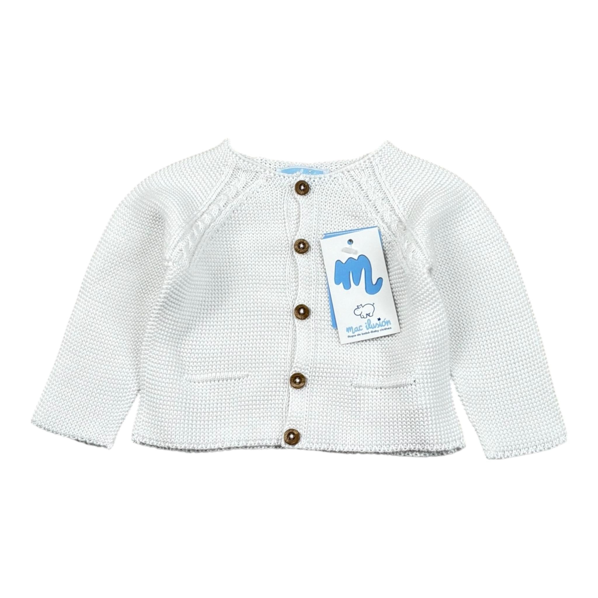 Mac Ilusio'N Cardigan Tinta Unita con Bottoni per Neonato 9671 BIANCO MAC ILUSIO'N 