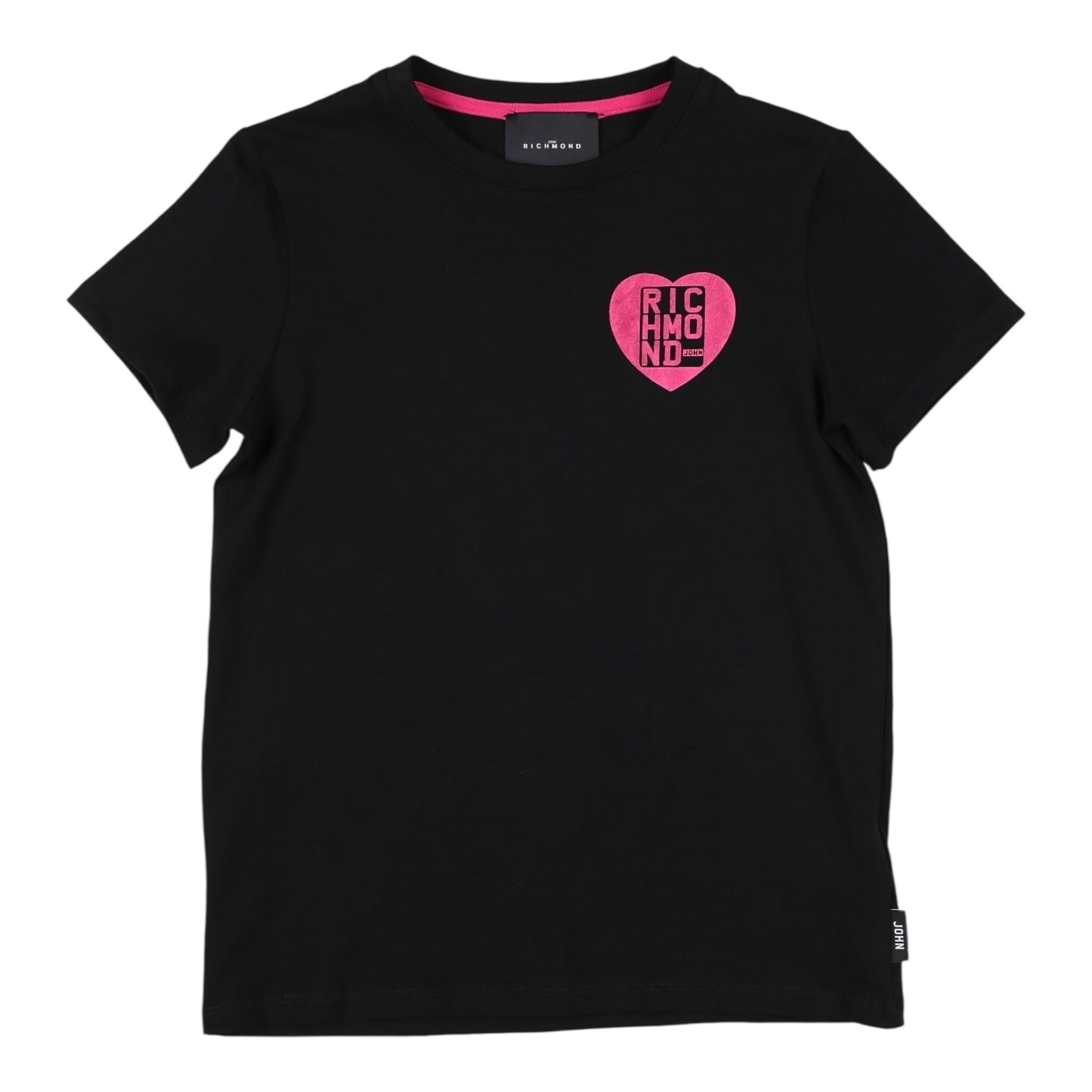 John Richmond T-Shirt Girocollo tinta unita con Stampa Nero per Bambina RGP24045TS NERO JOHN RICHMOND 